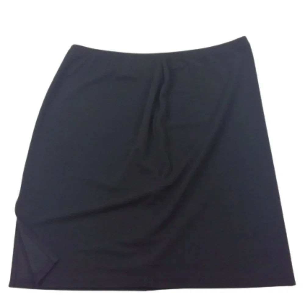 Susan Graver Pencil Skirt Pull-On Stretch Elastic Waist Career Business Black - Picture 2 of 6
